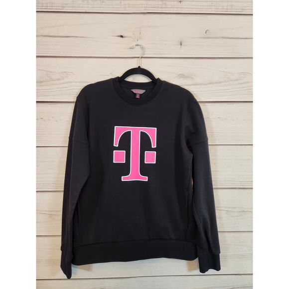 T Mobile Men's Black Pink‎ Logo Employee Crew Neck Long Sleeve Sweatshirt XS - Picture 1 of 6
